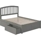 Richmond Full Platform Bed with Footboard & 2 Drawers in Grey Wood