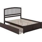 Richmond Queen Platform Bed with Footboard & Twin XL Trundle in Espresso Wood