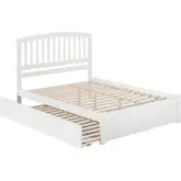 Richmond Queen Platform Bed with Footboard & Twin XL Trundle in White Wood