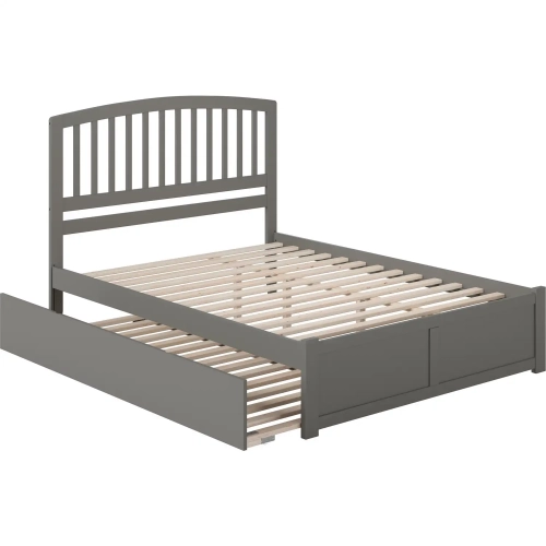 Richmond Queen Platform Bed with Footboard & Twin XL Trundle in Grey Wood
