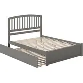 Richmond Queen Platform Bed with Footboard & Twin XL Trundle in Grey Wood