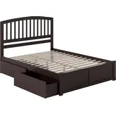 Richmond Queen Platform Bed with Footboard & 2 Drawers in Espresso Wood