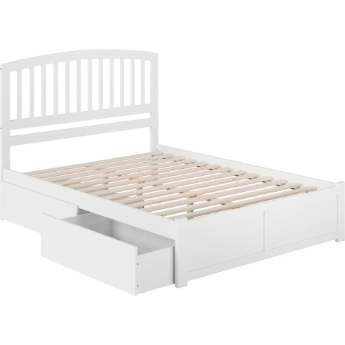 Richmond Queen Platform Bed with Footboard & 2 Drawers in White Wood