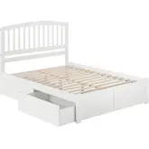 Richmond Queen Platform Bed with Footboard & 2 Drawers in White Wood