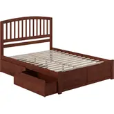 Richmond Queen Platform Bed with Footboard & 2 Drawers in Walnut Wood
