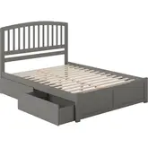 Richmond Queen Platform Bed with Footboard & 2 Drawers in Grey Wood