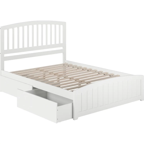 Richmond Queen Bed with Matching Footboard & 2 Urban Bed Drawers in White