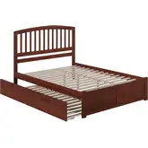 Richmond King Platform Bed with Footboard & Twin XL Trundle in Walnut Wood