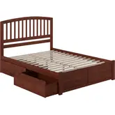Richmond King Platform Bed with Footboard & 2 Drawers in Walnut Wood