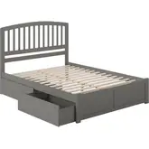 Richmond King Platform Bed with Footboard & 2 Drawers in Grey Wood