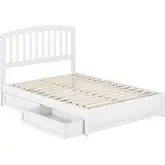 Lucia Full Platform Bed with Panel Footboard & 2 Drawers in White Wood