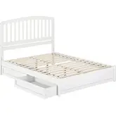 Lucia Queen Platform Bed with Panel Footboard & 2 Drawers in White Wood