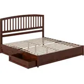Lucia King Platform Bed with Panel Footboard & 2 Drawers in Walnut Wood