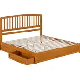 Lucia King Platform Bed with Panel Footboard & 2 Drawers in Toffee Wood