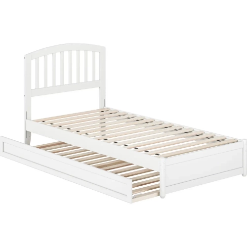 Lucia Twin XL Platform Bed with Panel Footboard & Twin XL Trundle in White Wood