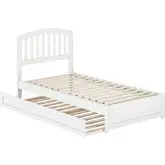 Lucia Twin Platform Bed with Panel Footboard & Twin Trundle in White Wood