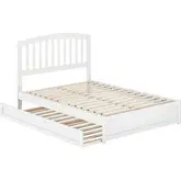 Lucia Full Platform Bed with Panel Footboard & Twin Trundle in White Wood