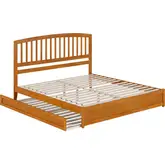 Lucia King Platform Bed with Panel Footboard & Twin XL Trundle in Toffee Wood