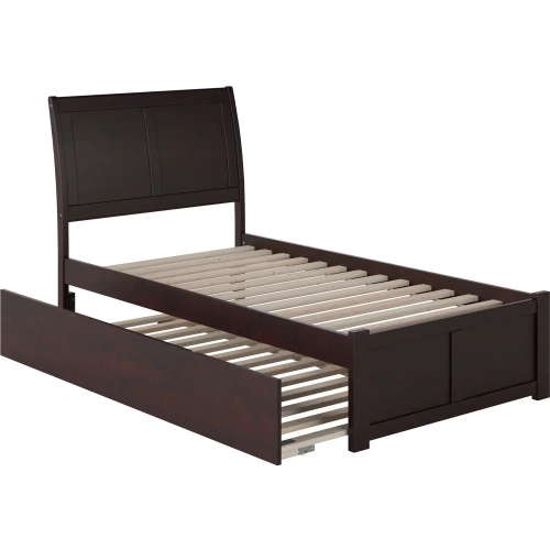 Portland Twin Extra Long Bed with Footboard & Twin Extra Long Trundle in Espresso