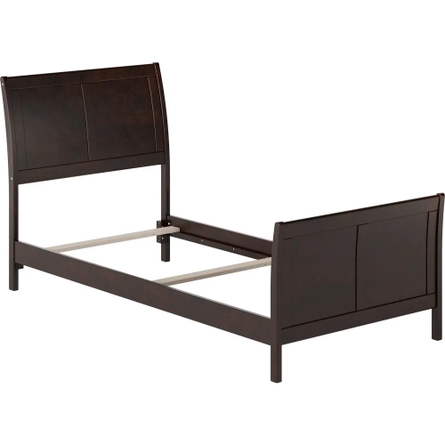 Portland Twin XL Foundation Bed with Footboard in Espresso Wood