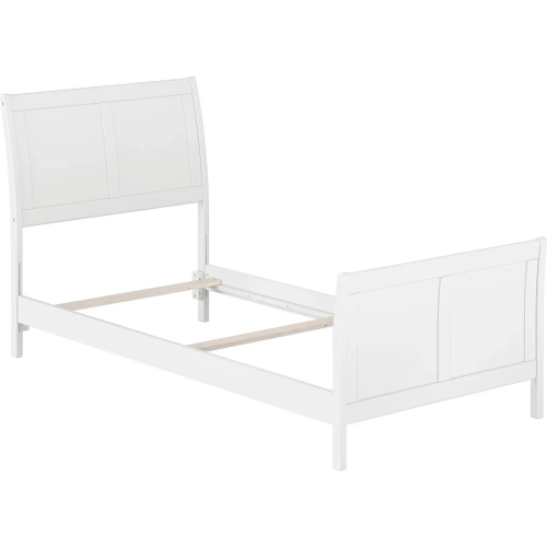 Portland Twin XL Foundation Bed with Footboard in White Wood