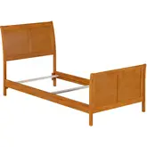 Portland Twin XL Foundation Bed with Footboard in Toffee Wood