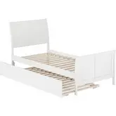 Portland Twin XL Platform Bed with Footboard & Twin XL Trundle in White Wood