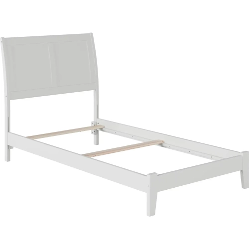 Portland Twin Bed with Open Footboard & Turbo Charger in White