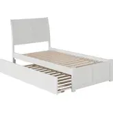 Portland Twin Bed with Flat Panel Footboard & Urban Trundle in White