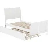 Portland Twin Platform Bed with Footboard & Twin Trundle in White Wood