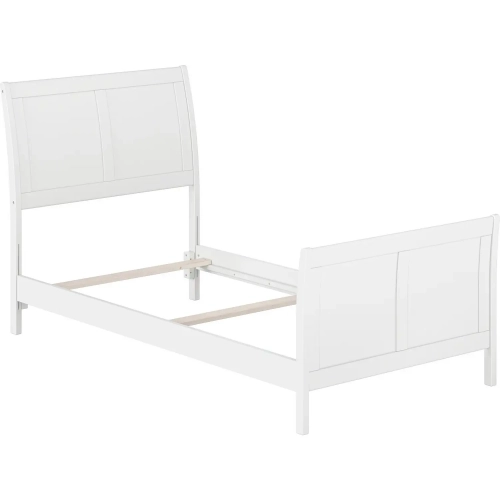 Portland Twin Foundation Bed with Footboard in White Wood