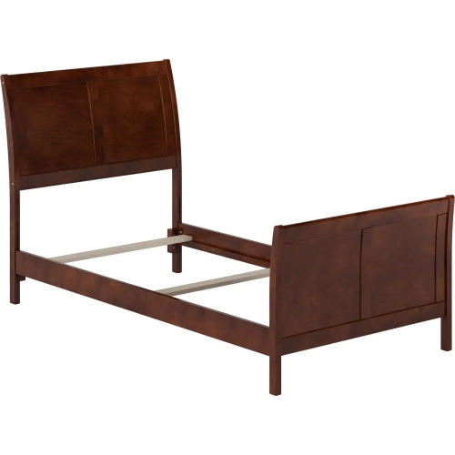 Portland Twin Foundation Bed with Footboard in Walnut Wood