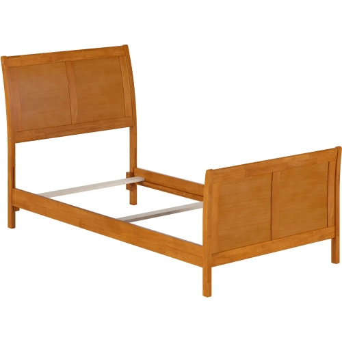 Portland Twin Foundation Bed with Footboard in Toffee Wood