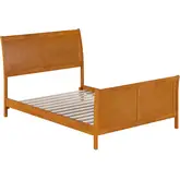 Portland Full Low Profile Platform Bed with Footboard in Toffee Wood