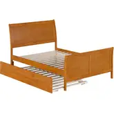 Portland Full Platform Bed with Footboard & Twin Trundle in Toffee Wood