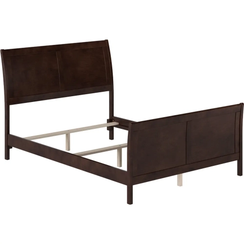Portland Full Foundation Bed with Footboard in Espresso Wood