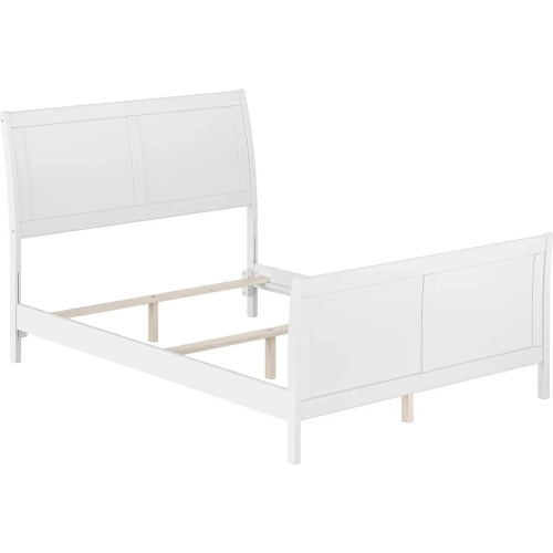 Portland Full Foundation Bed with Footboard in White Wood