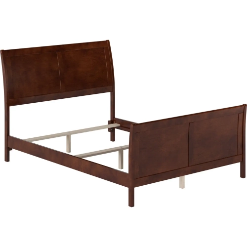 Portland Full Foundation Bed with Footboard in Walnut Wood