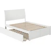 Portland Queen Platform Bed with Footboard & Twin XL Trundle in White Finish Wood
