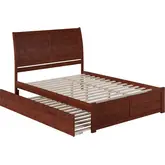 Portland Queen Platform Bed, Footboard, Turbo Charger & Twin XL Trundle in Walnut
