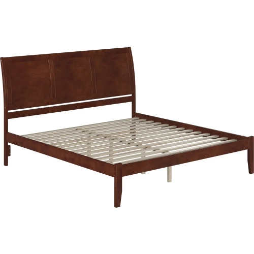 Portland King Bed with Open Footrail in Antique Walnut