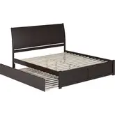 Portland King Platform Bed with Footboard, Twin XL Trundle & Charging in Espresso