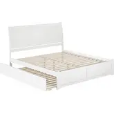 Portland King Platform Bed with Footboard, Twin XL Trundle & Charging in White