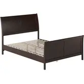 Valencia Full Low Profile Sleigh Platform Bed with Footboard in Espresso Wood