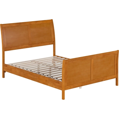 Valencia Full Low Profile Sleigh Platform Bed with Footboard in Toffee Wood
