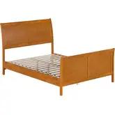 Valencia Full Low Profile Sleigh Platform Bed with Footboard in Toffee Wood