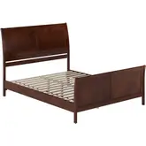 Valencia Queen Low Profile Sleigh Platform Bed with Footboard in Walnut Wood