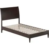 Valencia Twin Low Profile Sleigh Platform Bed in Espresso Finish Wood