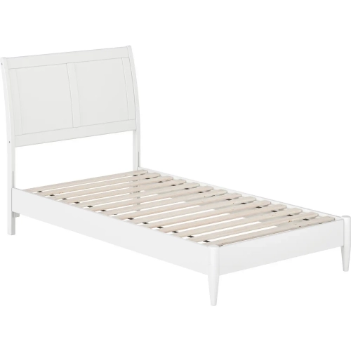 Valencia Twin Low Profile Sleigh Platform Bed in White Finish Wood