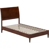 Valencia Twin Low Profile Sleigh Platform Bed in Walnut Finish Wood